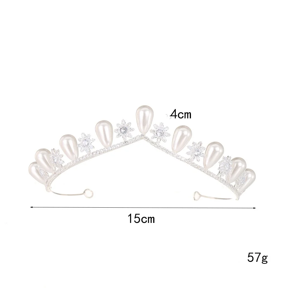 Luxury Bride Tiaras For Wedding Hair Jewelry Headdress Zirconia Bridal Headband Pearl Tiaras Crowns For Birthday Party Headpiece