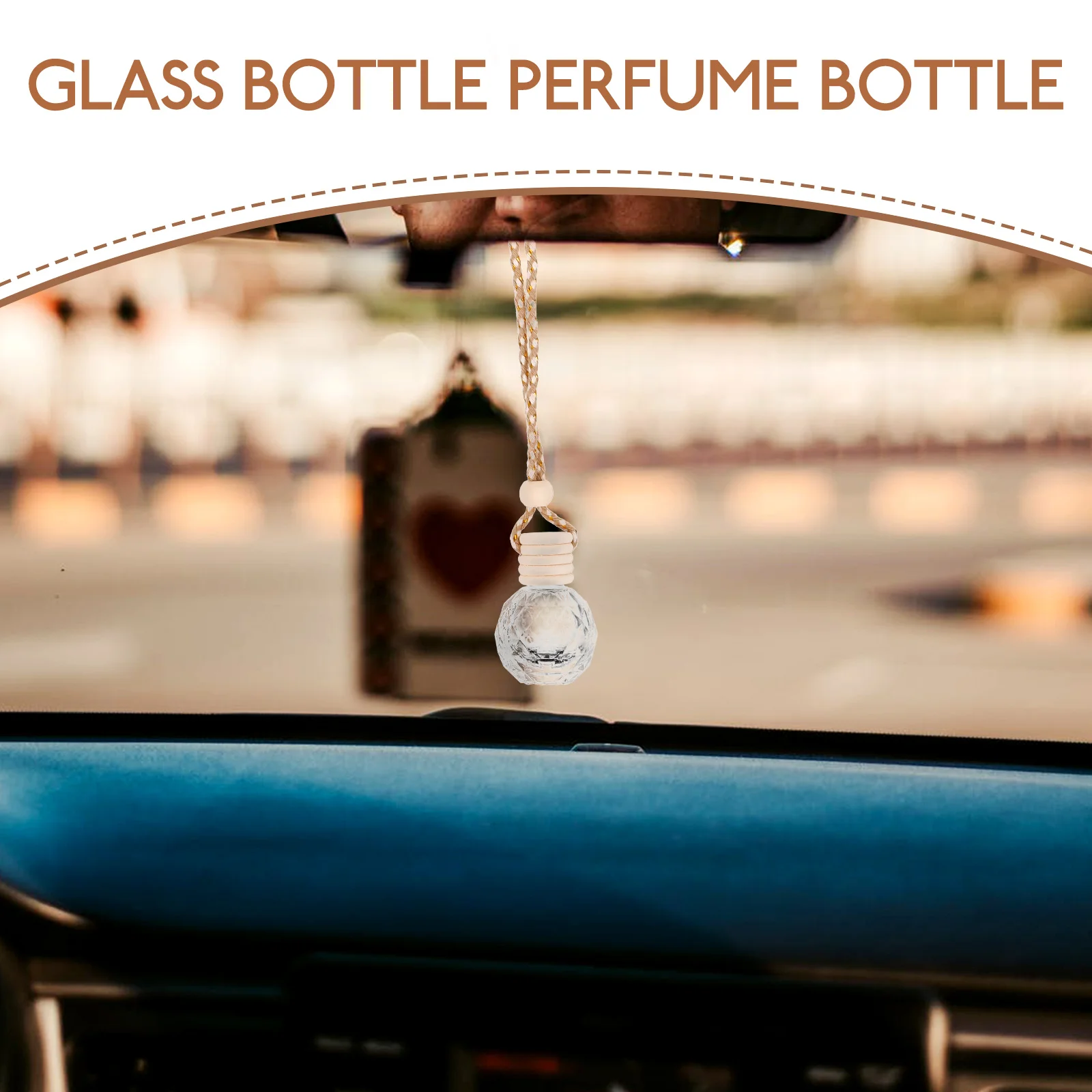 

6pcs Perfume Bottle Diffuser Ball Car Hanging Aromatherapy Fragrance Glass 10ML Empty Oil Bottle Pendant Home Office Air