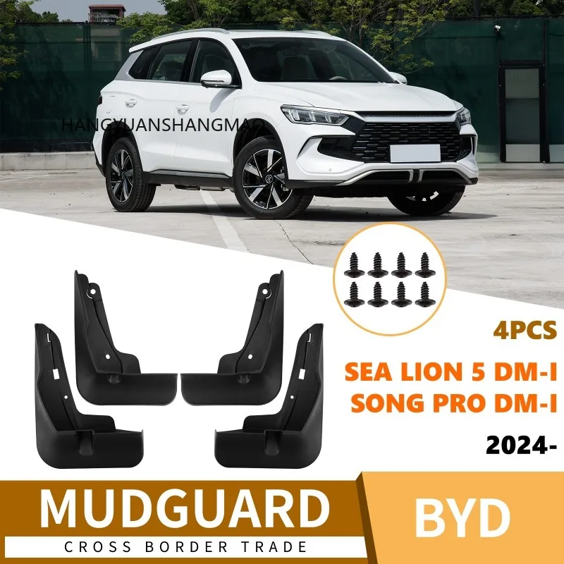 Mudguards for BYD Pro 2021 Sea Lion 5 DM-i 2024 Mud Flaps 4 Set Black Vehicle Exterior Accessories for Fender for Protection