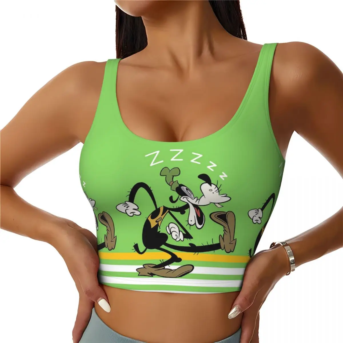 

Custom Goofy ZZZZ Collage Cartoon Sports Bra Women's High Impact Workout Yoga Crop Top