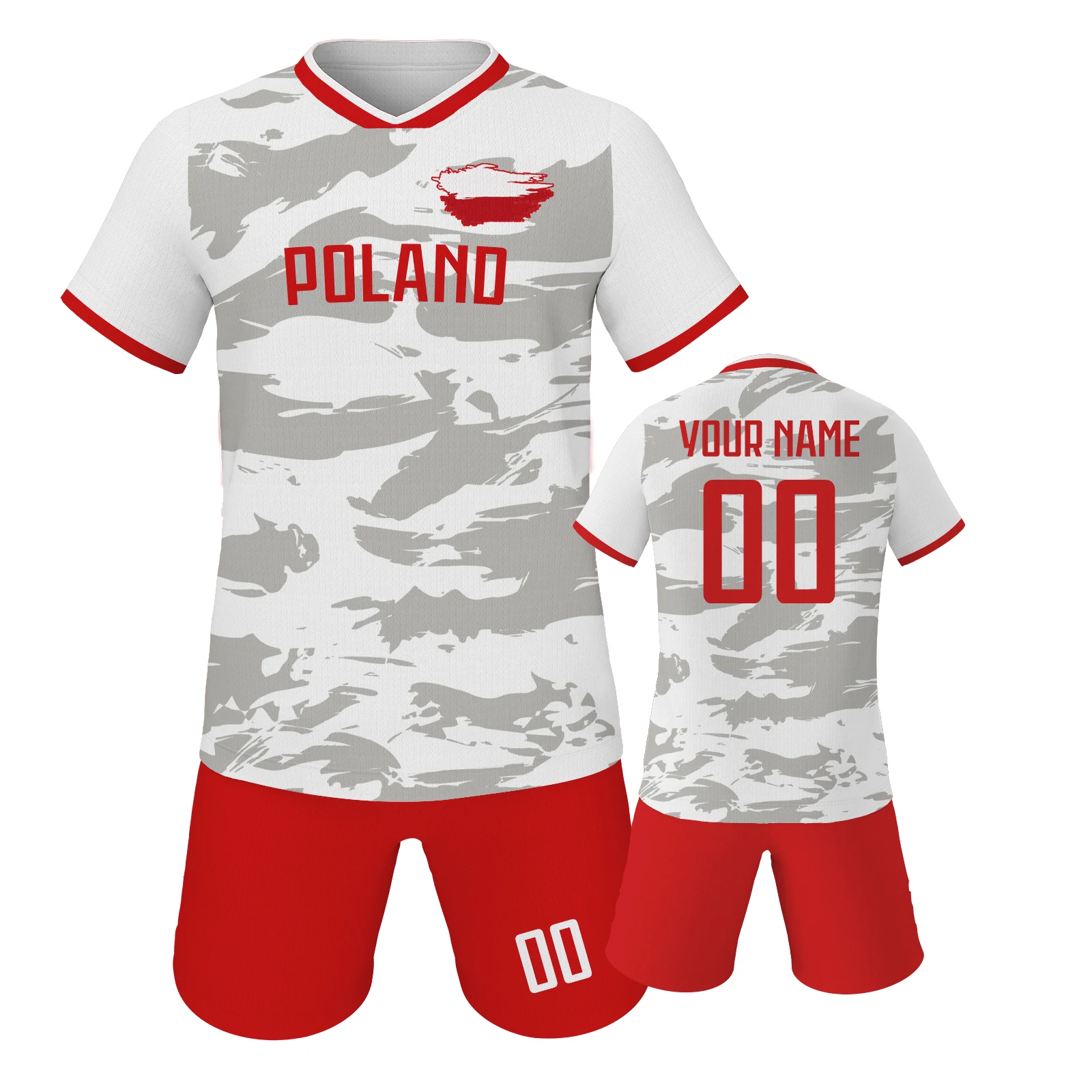 

Комплект футбольного джерси Польши на заказ, детская футбольная форма, индивидуальное имя, номер, детский спортивный костюм для мальчиков и девочек, подарок для футбольных болельщиков