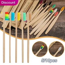 10Pcs Eco friendly toothbrush Bamboo Resuable Toothbrushes Portable Adult Wooden Soft Tooth Brush for Home Travel Hotel use