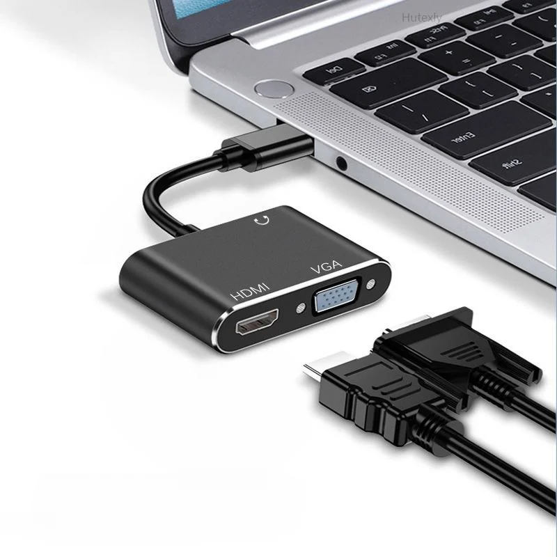 USB 3.0ถึง HDMI + VGA USB 1/2 2พอร์ตพร้อมกันเอาต์พุต Audio HD Video Converter