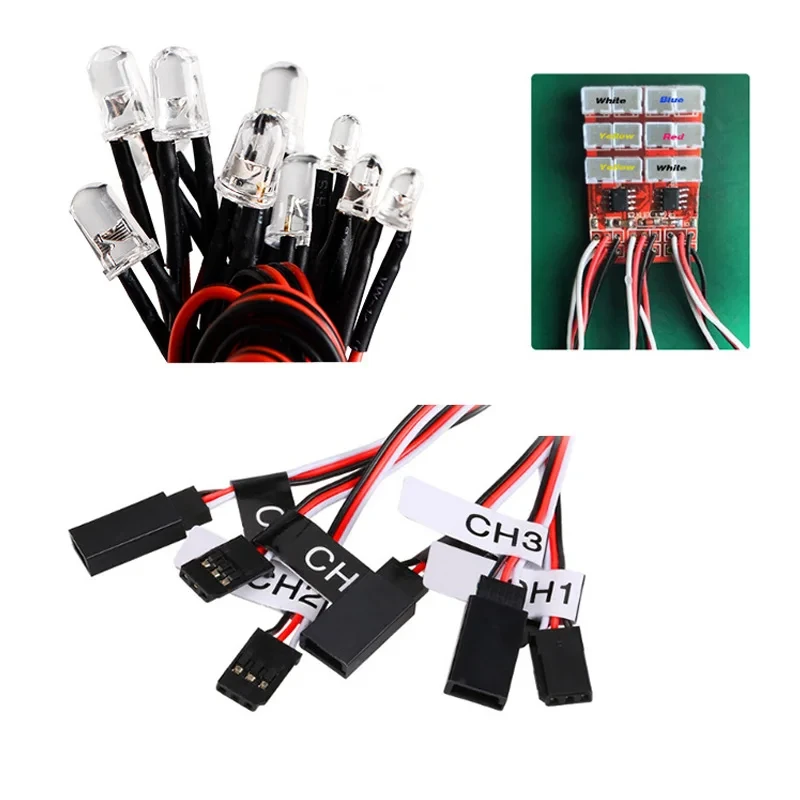 RC محاكاة ضوء فلاش 12 مجموعة الإضاءة LED توجيه الفرامل يوكومو تاميا HSP HPI محوري RC4WD TRX ل 1/10 RC قطع غيار السيارات