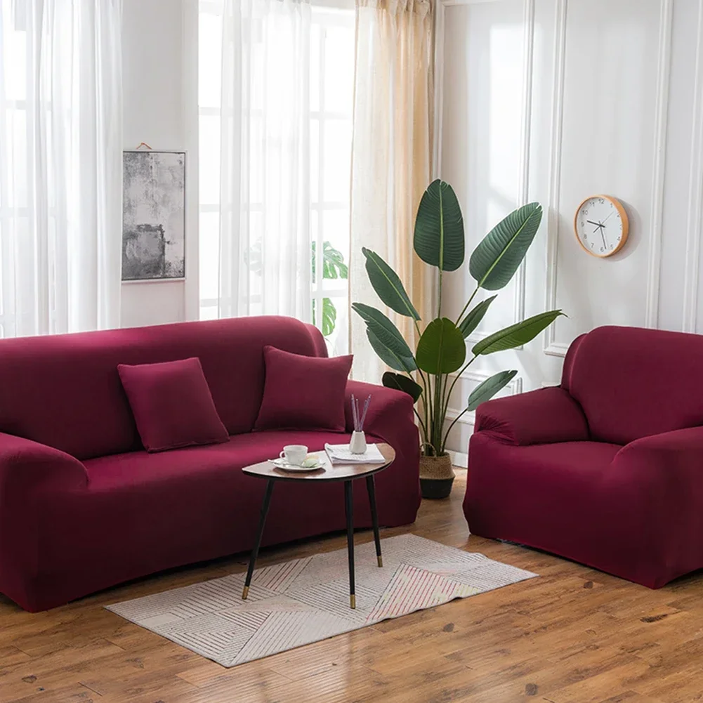 Solid Color Elastic Sofa Covers for Living Room Spandex Sectional Corner Sofa Slipcovers Couch Chair Cover 1/2/3/4 Seater
