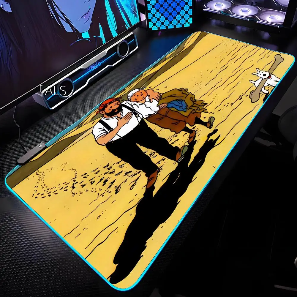 The A-Adventures Of T-TintinEs Mouse Pad RGB Backlit Mouse Pad Laptop Mouse Pad Laptop Gamer Computer Desk Gaming Accessories