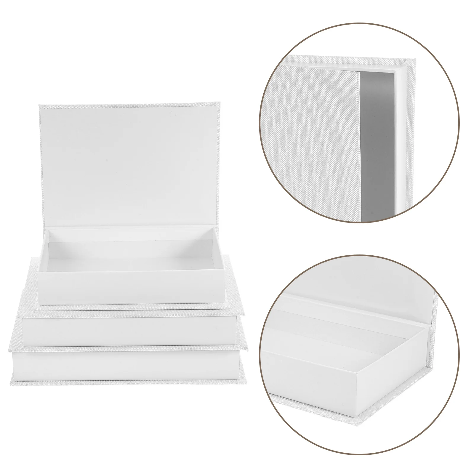 

3Pcs Linen Faux Decorative Book Boxes Vintage Style Jewelry Keys Photo Storage for Bookshelf Office Home Decoration