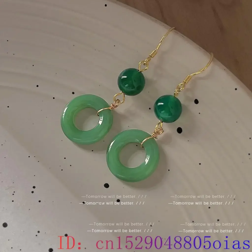 Brincos reais de jade verde para mulheres, amuleto esculpido em prata 925, joias naturais, pedras preciosas energéticas, acessórios para presentes, moda vintage