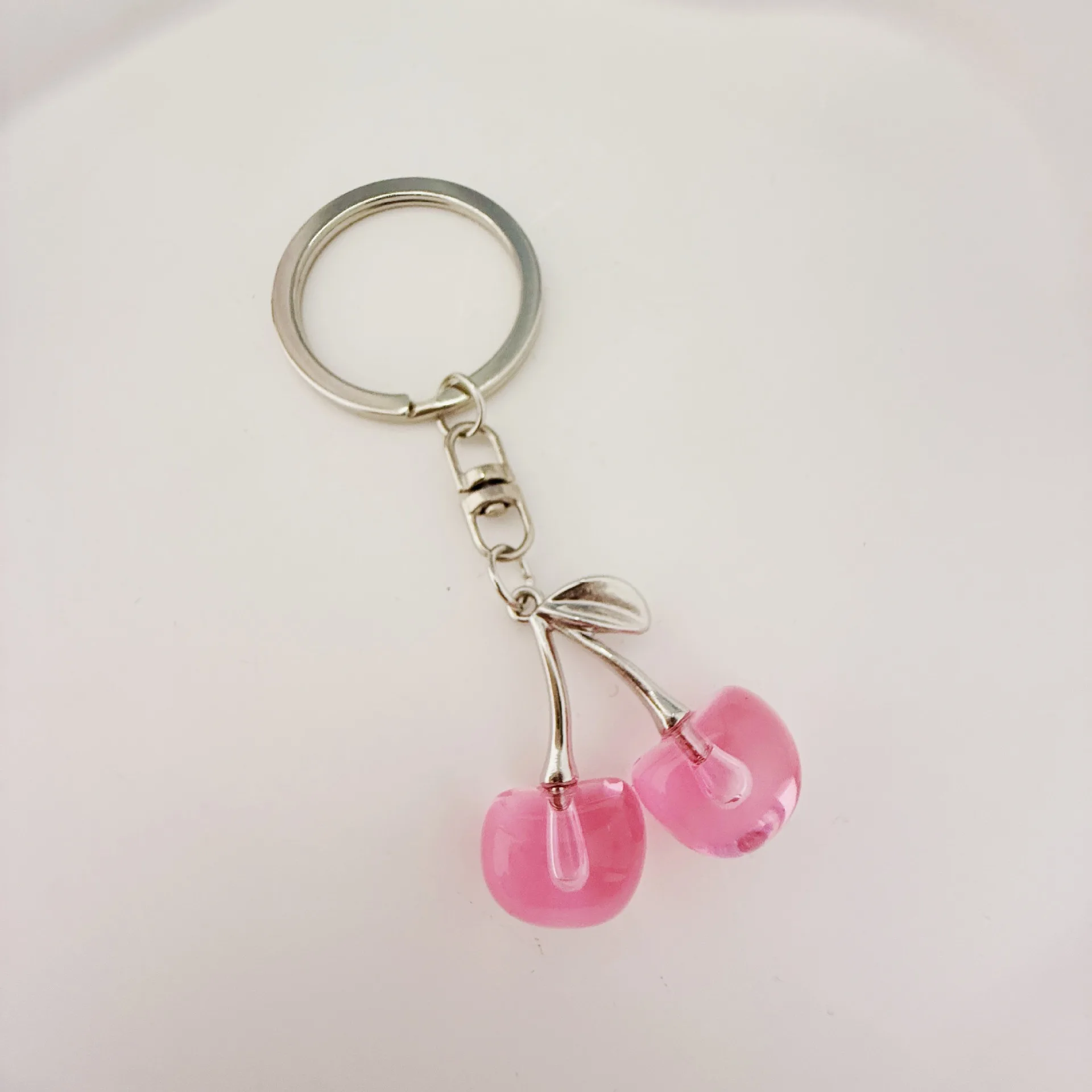 Jewelry Simulation Cherry Keychain Fruit Creative Design Sense Pendant Keyring Cute Bag Accessories Car Key Ring Exquisite Gift