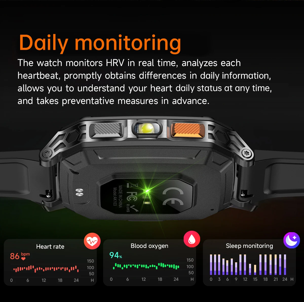 Lige Militärische Herren Smartwatch Mit Gesundheitsmonitor_voghion.com