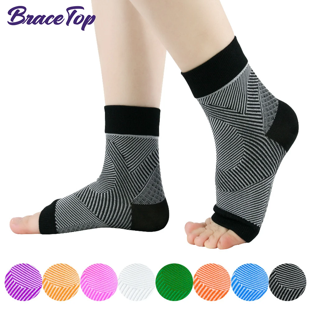 BraceTop 1 Pair Sports Ankle Compression Sleeve Elastic Yoga Dance Exercise Pressure Foot Sleeve for Unisex, Thin Ankle Sleeves