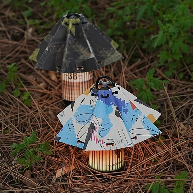 خيمة ملونة خفيفة الظل سهلة التركيب في الهواء الطلق غطاء خفيف أباجورة مبتكرة للتخييم والمشي لمسافات طويلة والسفر