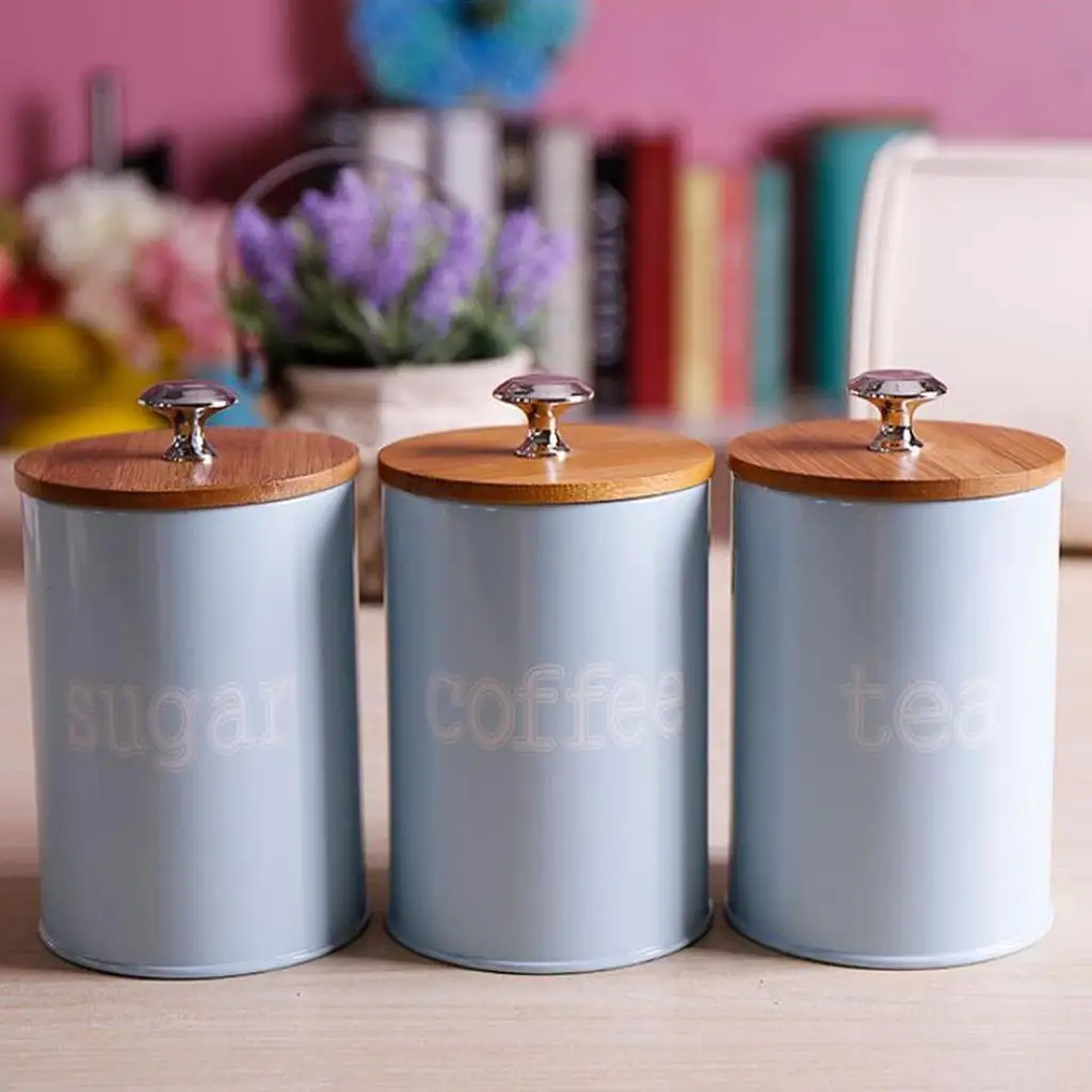 3 Pieces Zinc Alloy Seasoning Canister Food Container Jar Kitchen Storage Box Condiment Pot Organizer with Lids