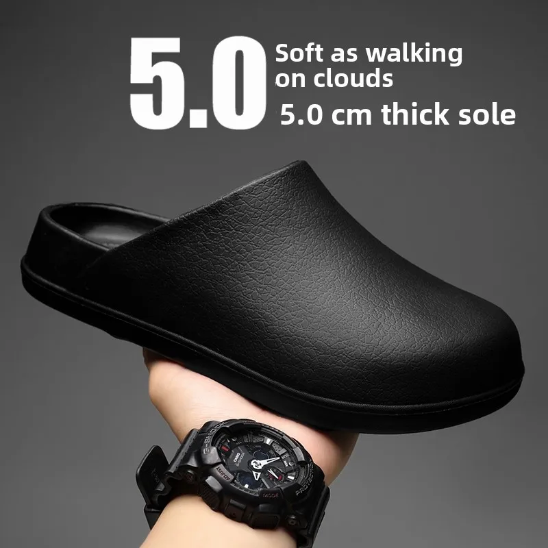 

Мужские летние уличные слипоны-On oes Bla, водонепроницаемые нескользящие рабочие сандалии шеф-повара, пляжные спортивные тапочки с закрытым носком, дышащие...