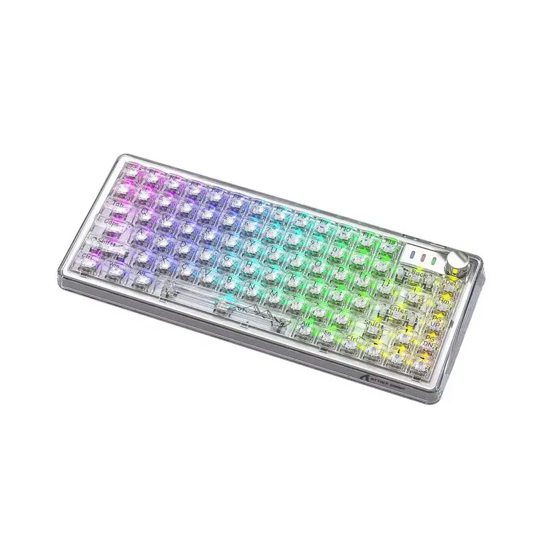 K75 Attack Shark Transparent Three Mode  Mechanical Keyboard Full Key Hot Plug Rgb Lamp Effect Bluetooth Wirelessgame Keyboard
