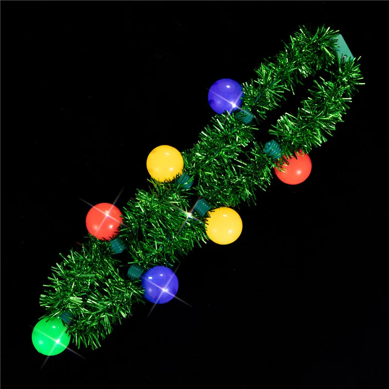 5Pcs Led Glowing Up Fancy Cheerleader Necklace Luminous Pendant Lamp  Club Supply Christmas Party Decor Pompoms