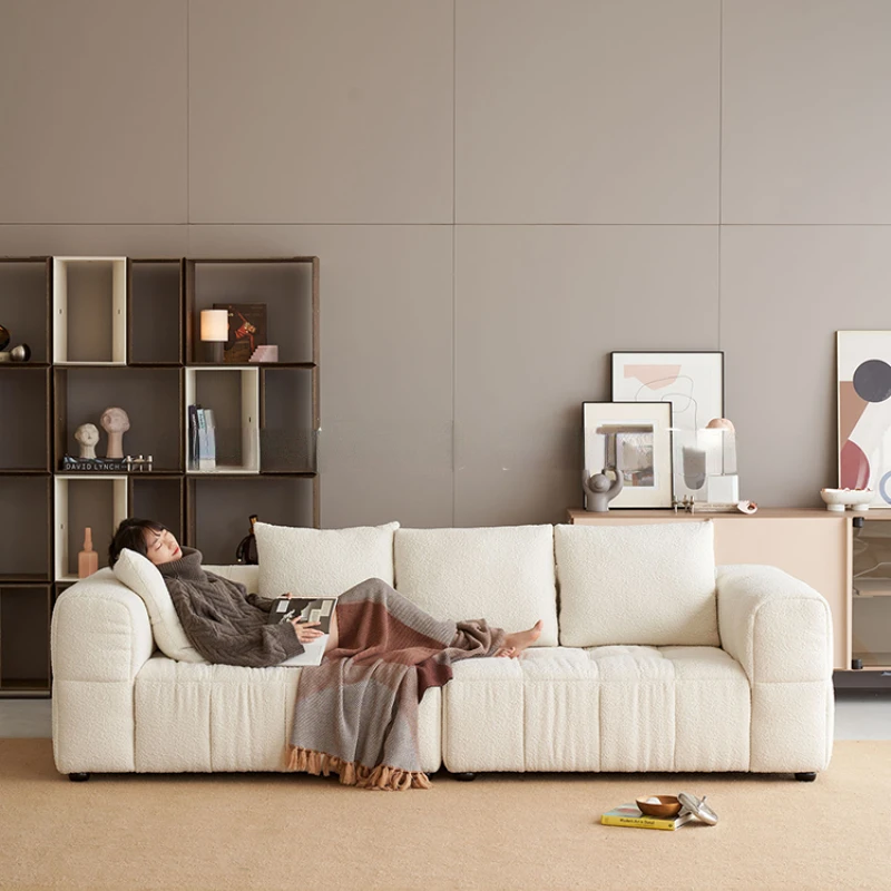 Cloth sofa living room, small unit, light luxury, modern and simple fabric art, sugar and cream style, high-end feeling