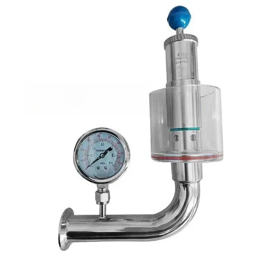 304 Stainless Steel Auto Pressure Relief Valve with Gauge & Water Seal for Beer Wine Fermenter,50.5mm Tri-Clamp,Replacement Part