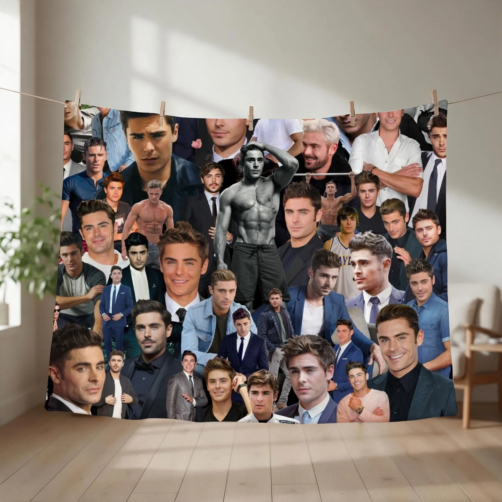 Zac Efron Throw Blanket Flannel Fabric Sleeping Bag Soft Plush Plaid Tourist Blankets