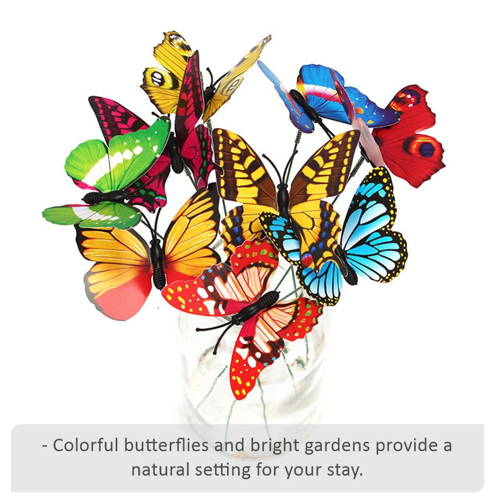 

10Pcs Simulation Butterflies Decorative Garden Home Decoration Lifelike Colorful Insert Sticks Simulation Insert