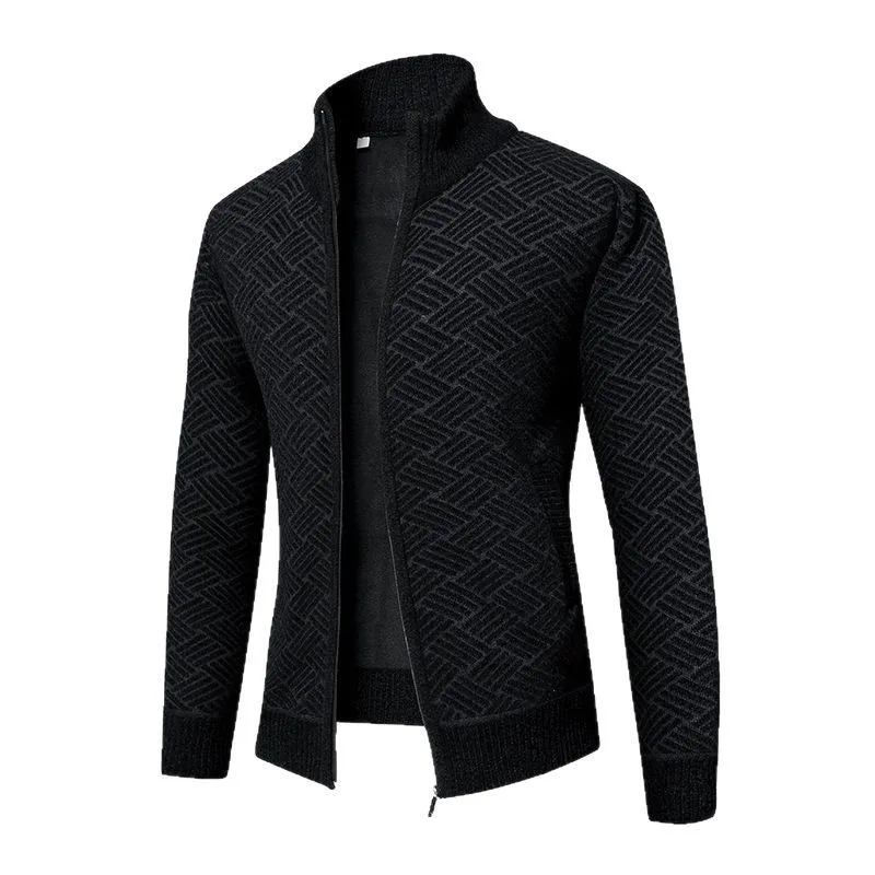 شتاء خريف موضة جديدة للرجال مشفرة بالألوان عادية عصرية بسيطة الأساسية الوقوف طوق كم طويل محبوك بالأزرار معاطف الذكور #5