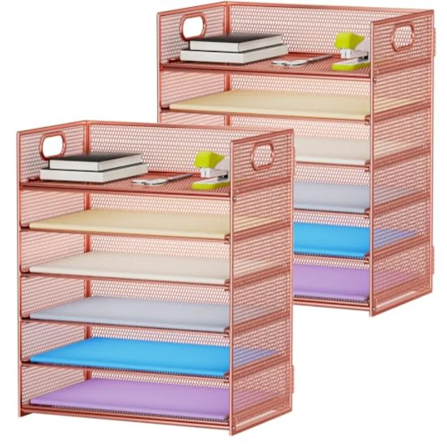 

Desk Organizer with Handle, Paper Letter Tray, Mesh Desk File Organizer for Office, School and Home