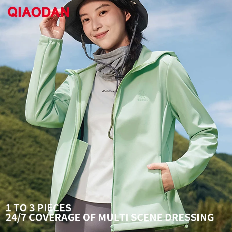 

QIAODAN Women's Windbreaker Mountain God Fleece Lined Warm Hooded Outdoor Jacket for Hiking 2025 Sports Windcheater QXFFD2254075