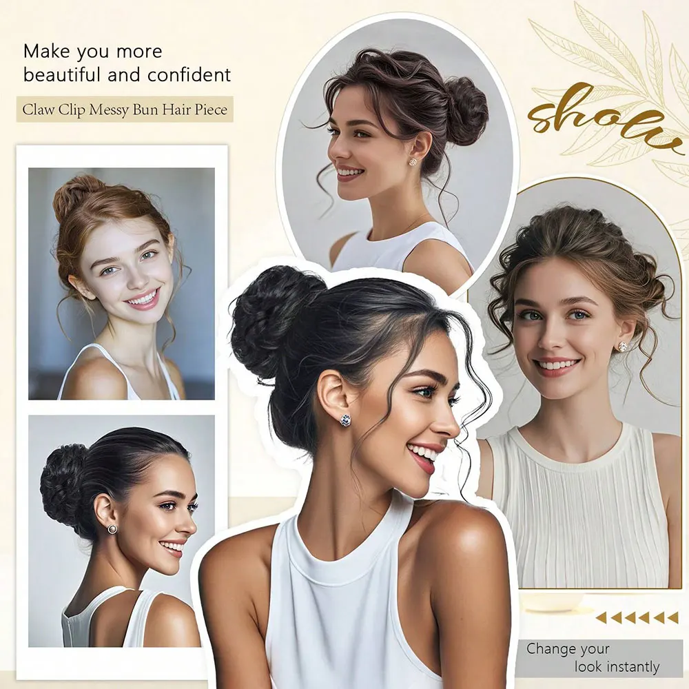 4 بوصة فوضوي كعكة شعر مستعار متموج مجعد Scrunchies الاصطناعية Chignon ذيل حصان وصلات شعر سميكة أوبدو قطع الشعر للنساء #6