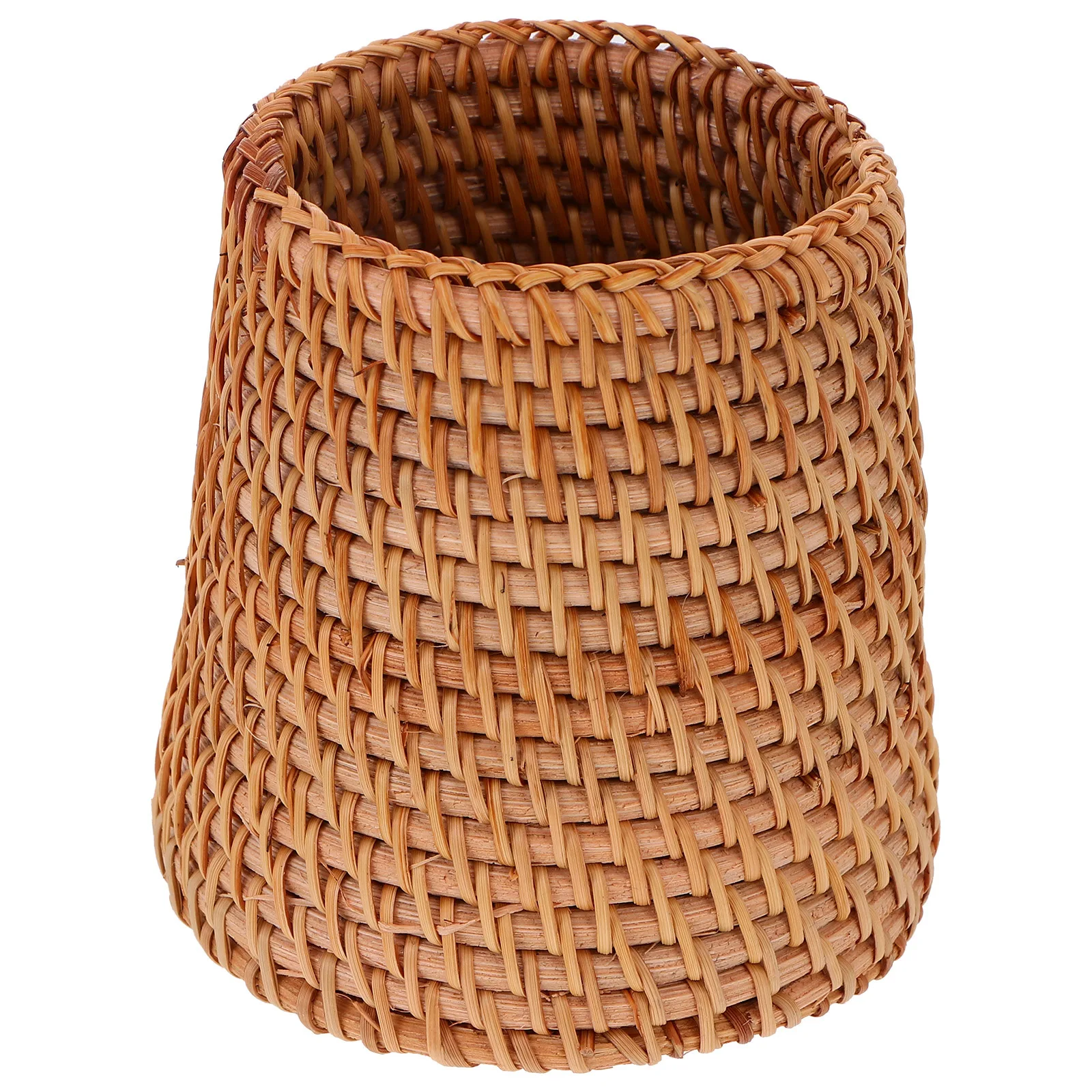 

1Pcs Pen Storage Basket Wood Woven Organizer Container for Desk Home Office Small Items Storage Handcrafted Rattan Style