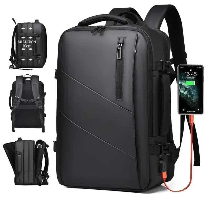 Mochila de negocios para hombre, mochila para ordenador portátil, bolsa USB impermeable expandible múltiple, bolsa de viaje, mochila para ir al trabajo diario, Mochilas Рюкзак 