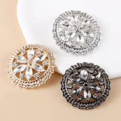 5Pcs/lot 20-28mm Luxury Metal silver golden rhinestone button high-end fur mink leathertop coat sweater button B087