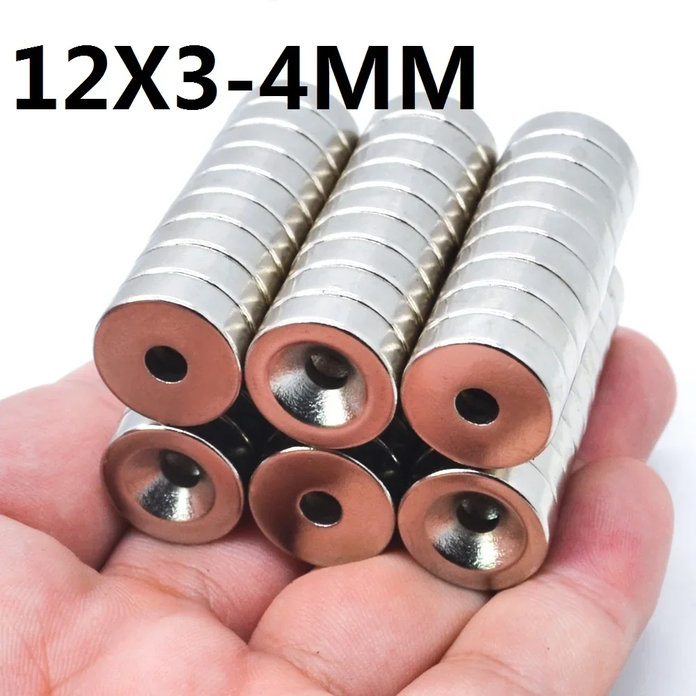 

12x3-4mm Magnet N35 Round With Hole Closet Door Magnet for Welding Super Powerful Neodymium Magnets Magnetize Magneat