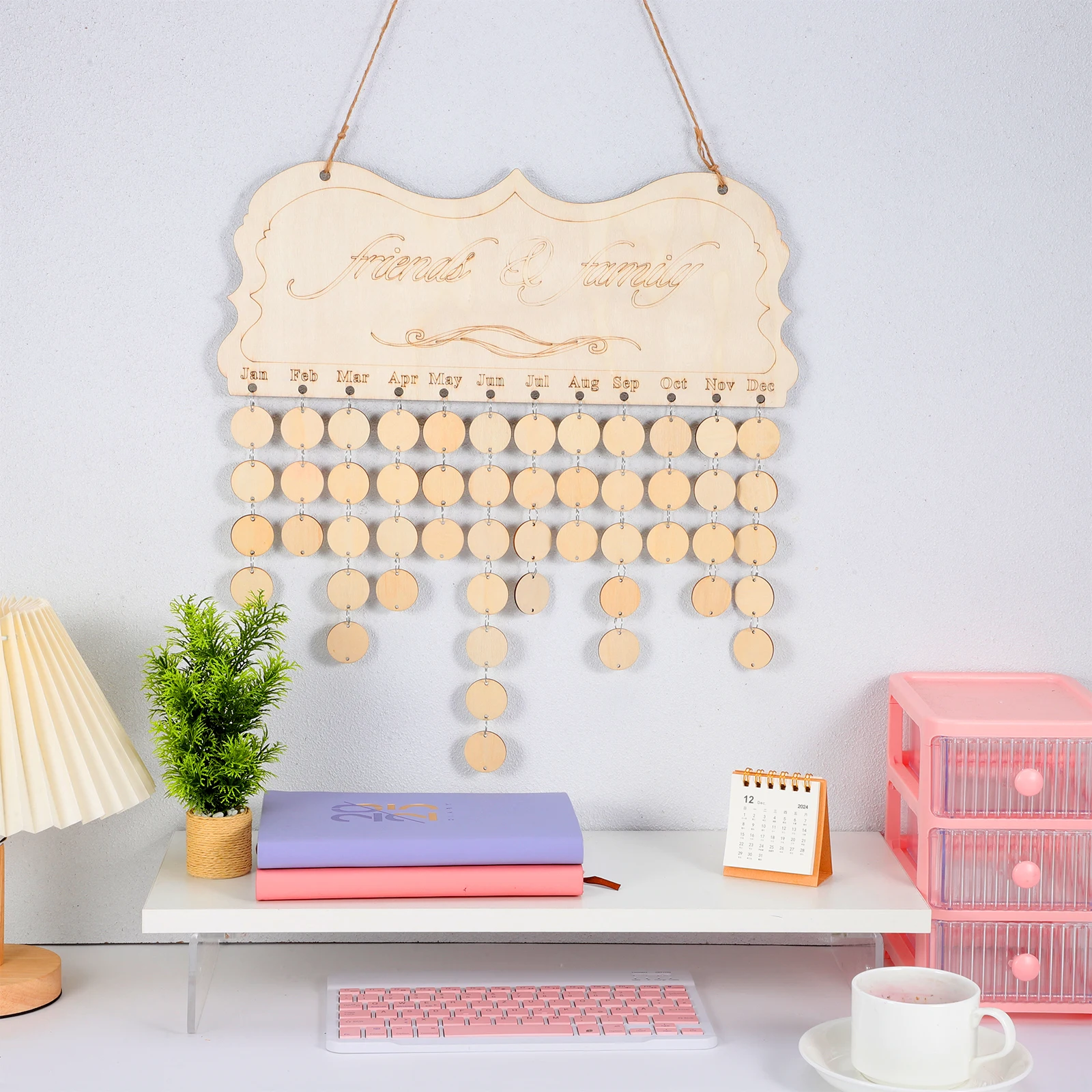 

Wooden Plaque Hanging Calendar Discs Hanging Rope Birthday Wooden Plaque Calendar Reminder Home Decoration