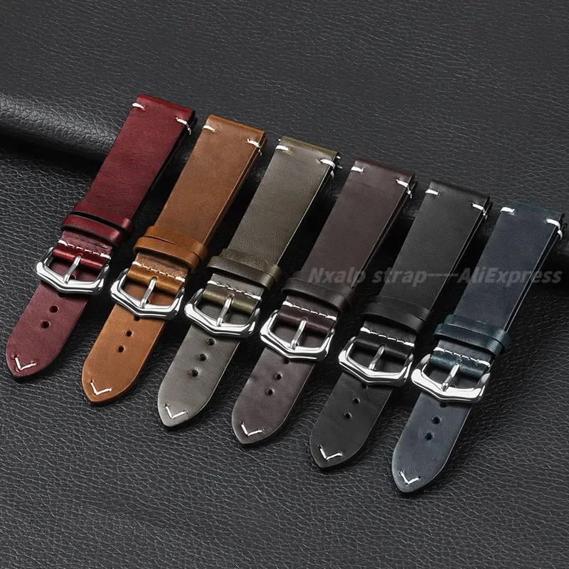 Retro Genuine Leather Watch Band Quick Release Calfskin Watch Strap Bracelet 18mm 19mm 20mm 21mm 22mm 24mm Watch Accessories