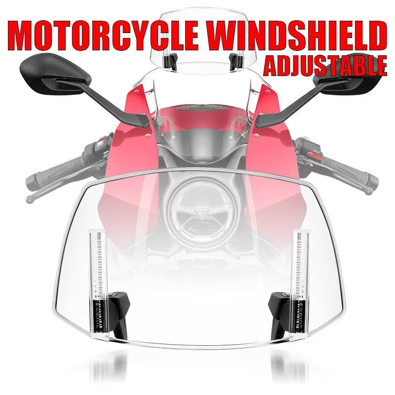 

Adjustable Motorcycle Windshield Clip-On WindScreen Extension Spoiler Deflector for Enhanced Riding Experience