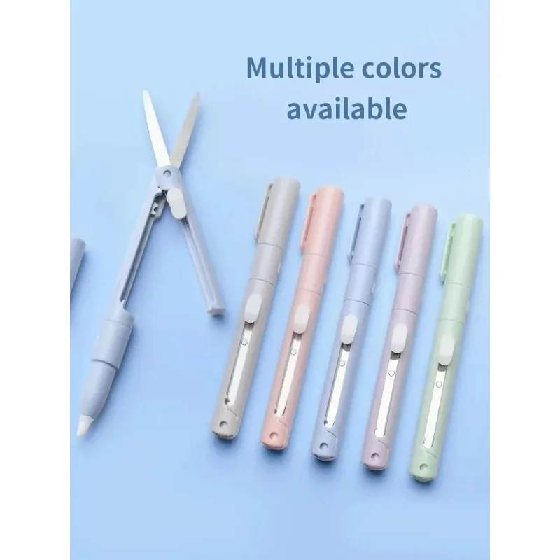 1 قطعة مقص صغير محمول الة قطع الورق سكين 2 في 1 متعدد الوظائف جيب القلم شكل سكرابوكينغ نحت قطع أدوات الرسم #4
