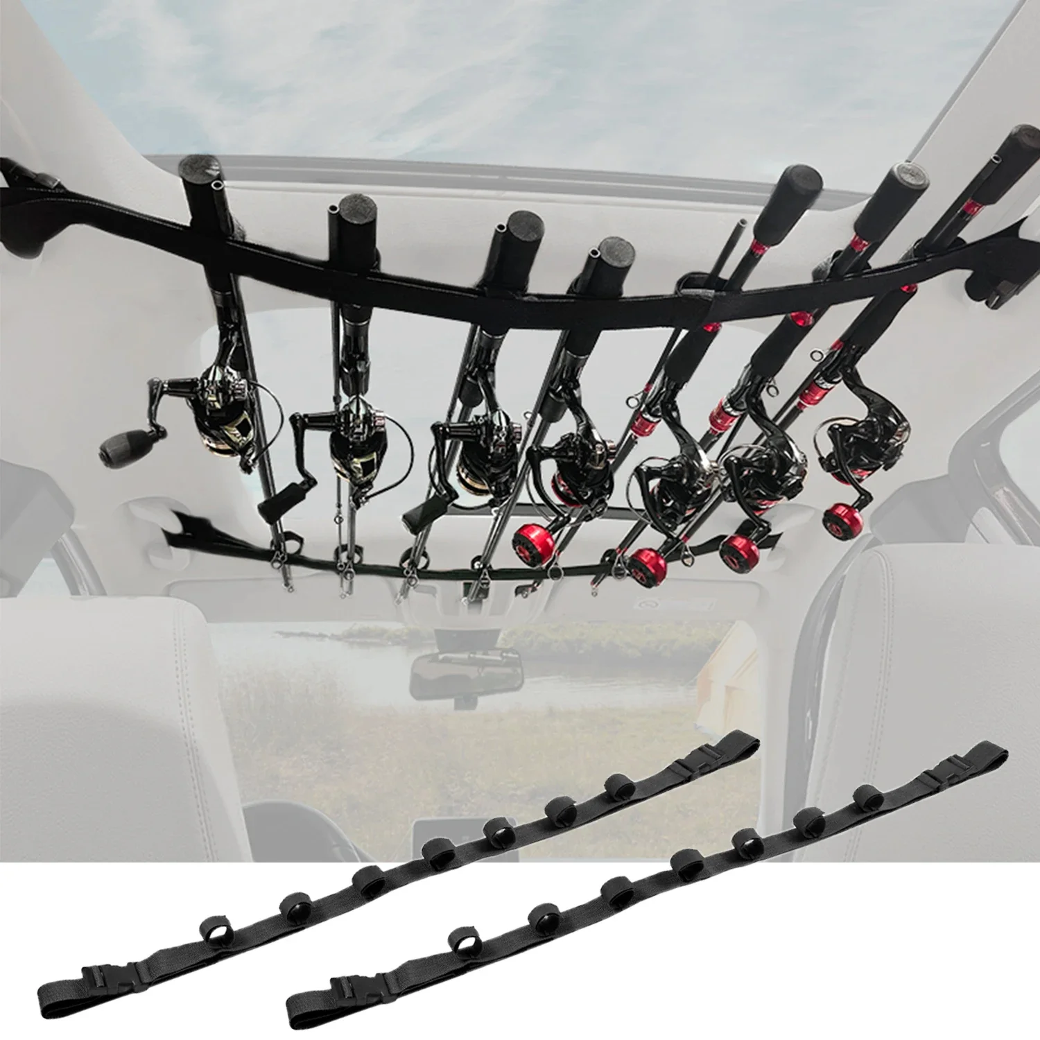 7-Ring Vehicle Rod Carrier, Car Fishing Rod Holder, Fishing Pole  Rack  SUV/Wagons/Van//Truck