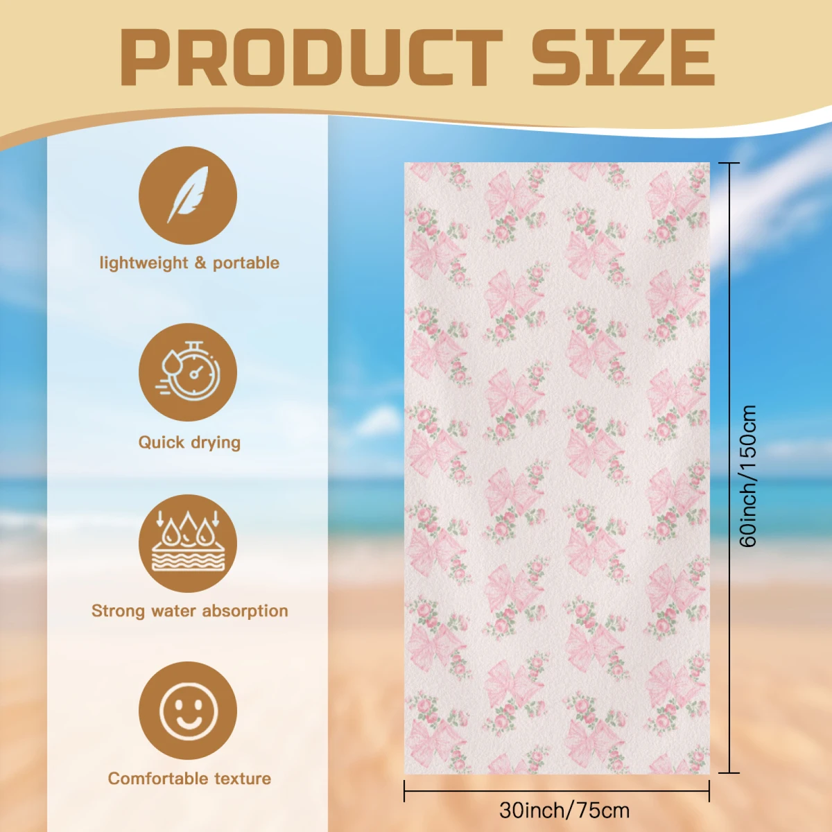 Rosa Beaux Beach Towels Bath Towel  30x60 Inch Water-absorbent For Bathroom Customisable Personalisation Souvenir Gift