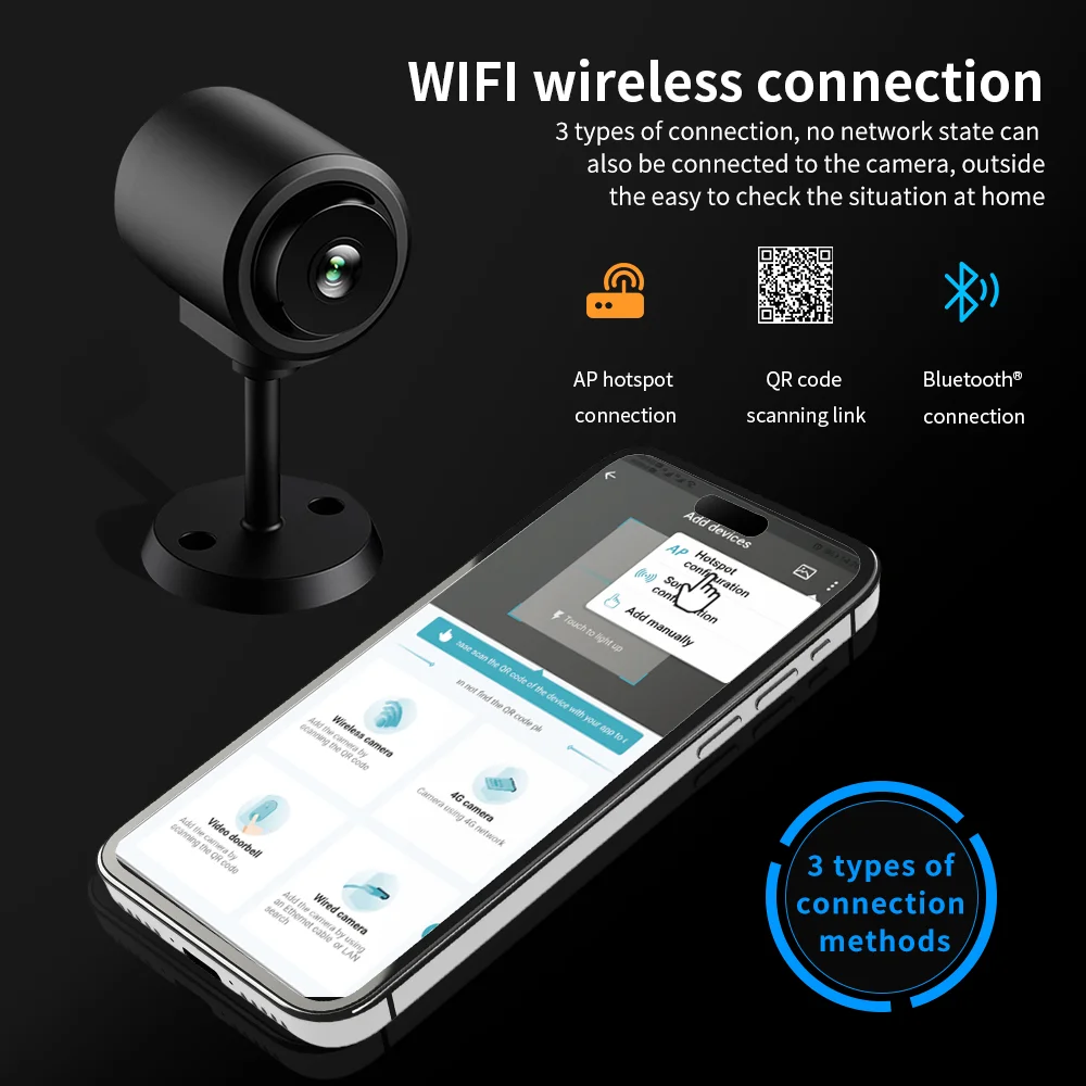 Mini WiFi Camera 1080P HD Night Vision Included Motion Sound Detector in Home Office 130 Degrees Wide Angle Micro Baby Monitor