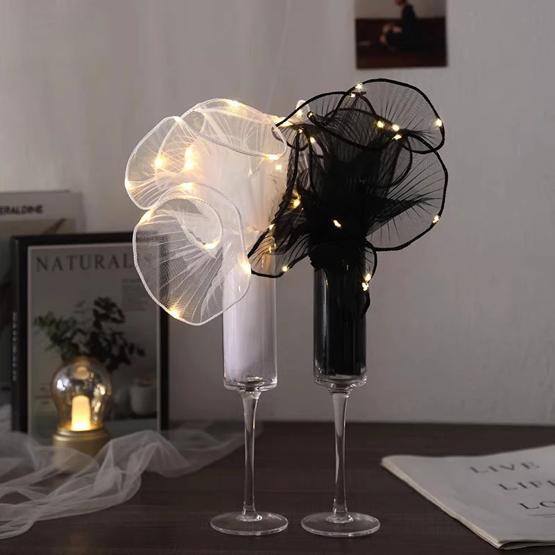 

1 шт. светодиодная упаковочная бумага для цветов с подсветкой, кружевная сетка, волнистая пряжа, флорист, упаковка для букета, украшение, подарок на свадьбу, день рождения