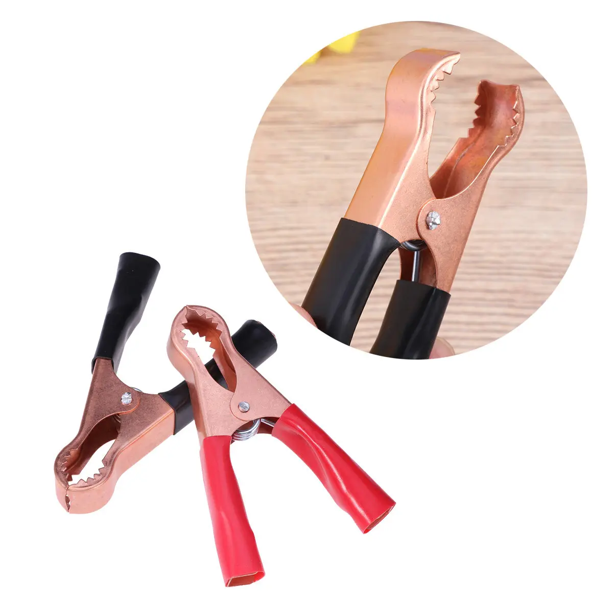 2Pcs Battery Clip Insulated Copper Plated Battery Clips for Automotive Circuit Connection and Cable Maintenance
