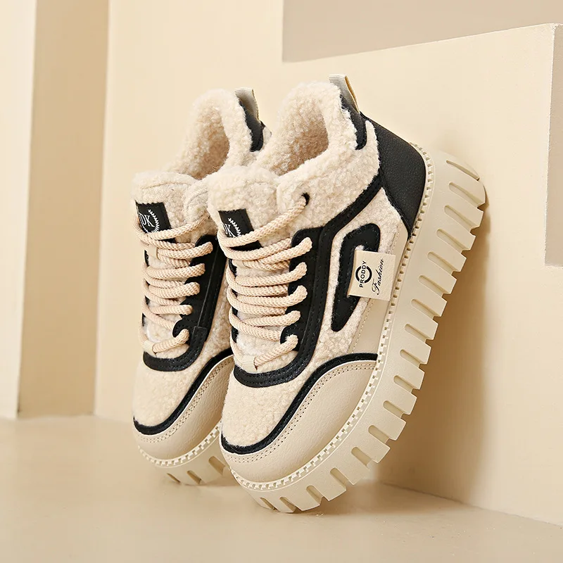 Fleece-lined Women Winter Snow Boots Waterproof Non-slip Warm Footwear High-top Boots Design Original Vulcanized Platform Shoes