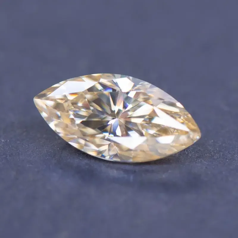 Moissanite Stone Marquise Shape Tea Yellow Natural Color Charms DIY Ring Necklace Earrings Main Materials with Certificate