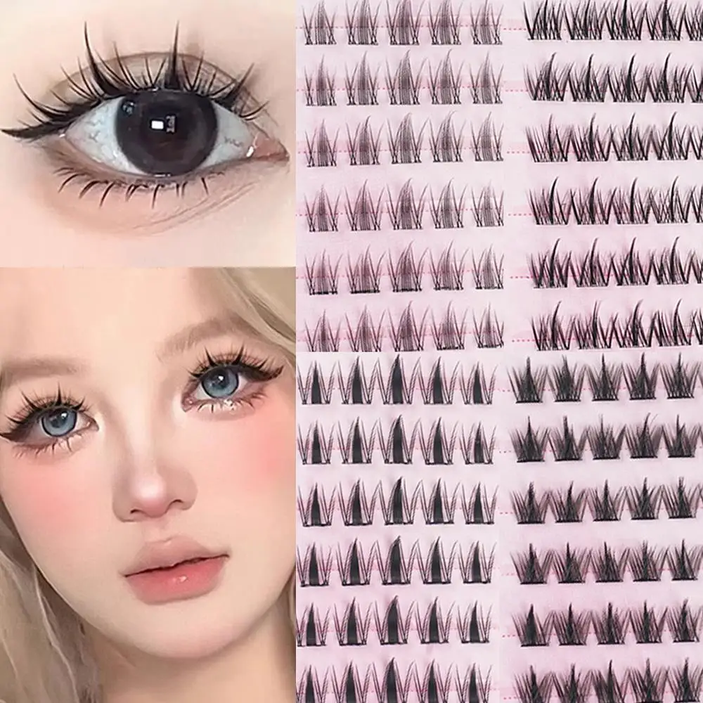 러시아 가짜 속눈썹 클러스터 속눈썹 3 행 전문 메이크업 속눈썹 도구 자연 스타일 DIY 클러스터 속눈썹 Premade Volume