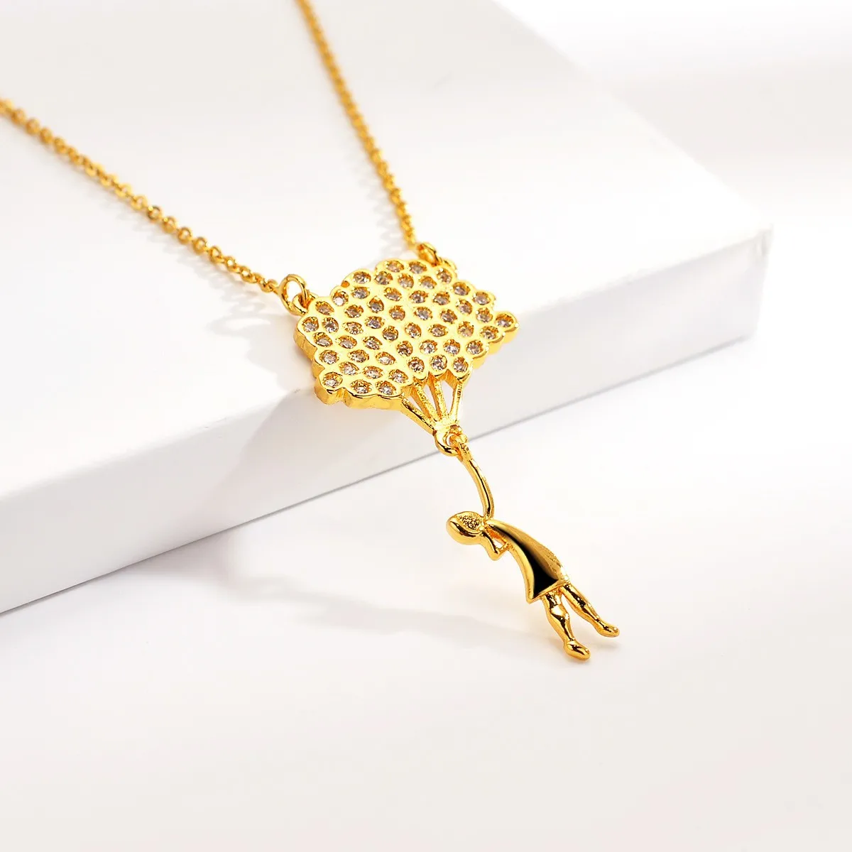 Noble AU999 gold necklace womens balloon pendant goddess party 24K pure gold clavicle chain real gold jewelry necklace