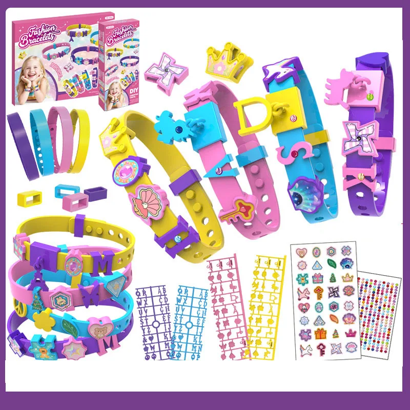 Nieuwe doe-het-zelf kralenarmbandkit voor meisjes, alfabetbedels en veilige elastische koord, voor kinderen vanaf 3 jaar, educatief knutselspeelgoed