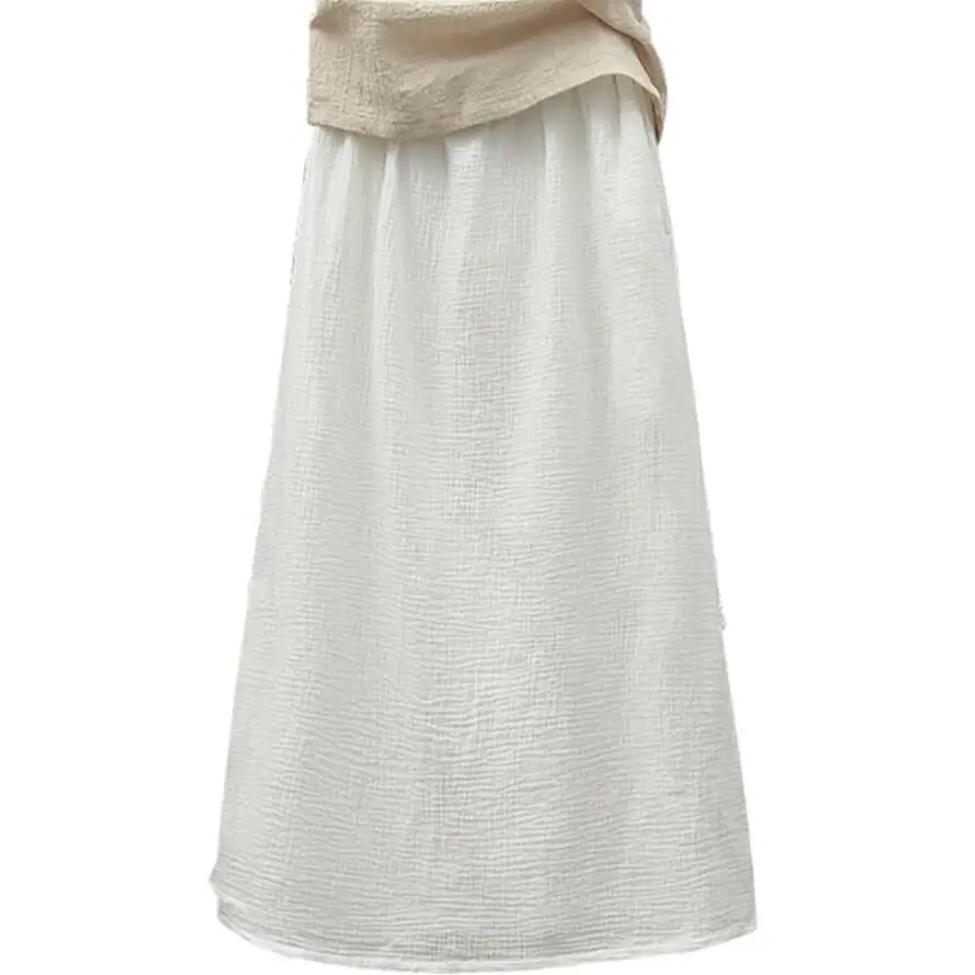 

Vintage Cotton Linen Women Skirts Summer Female Casual Fresh Maxi Skirt Solid A-Line Ankle-Length Skirt 5XL 6XL falda larga