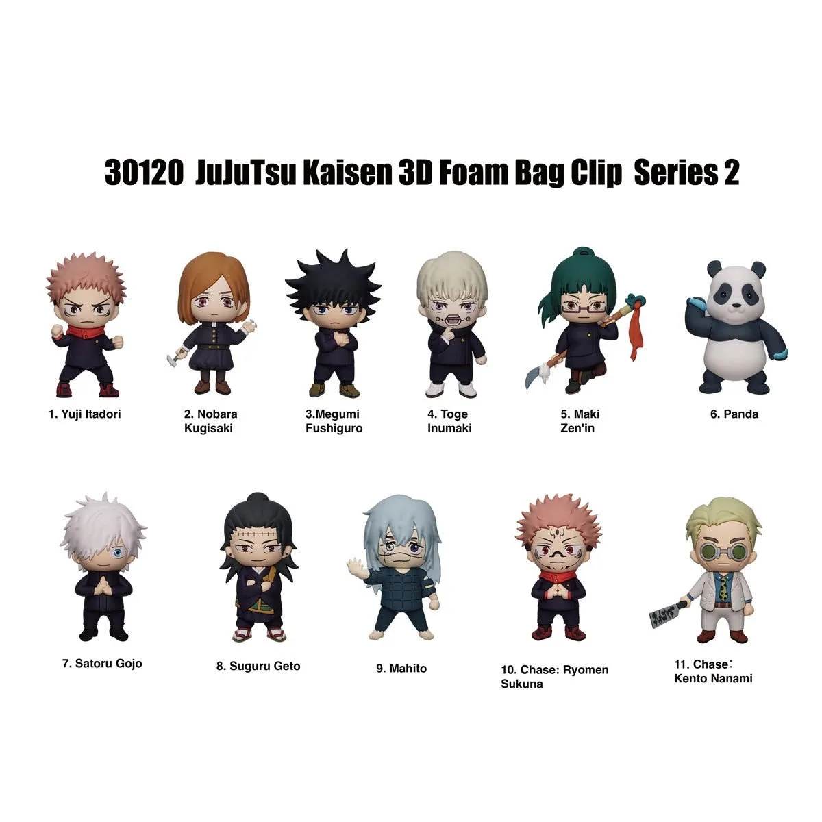 1pc Jujutsu Kaisen Officially Licensed Bulk Bag Clip Keychain Random One Megumi or Other Characters for Family and Friend Gifts