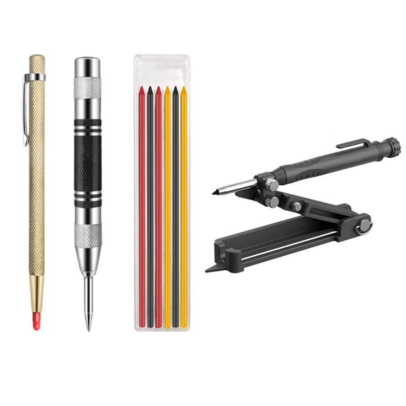 Multifunctional Scribing Tools,Construction Pencil,Scoring Tools,Contour Gauge,Marking Tools,Mechanical Pencil Pack Of 5