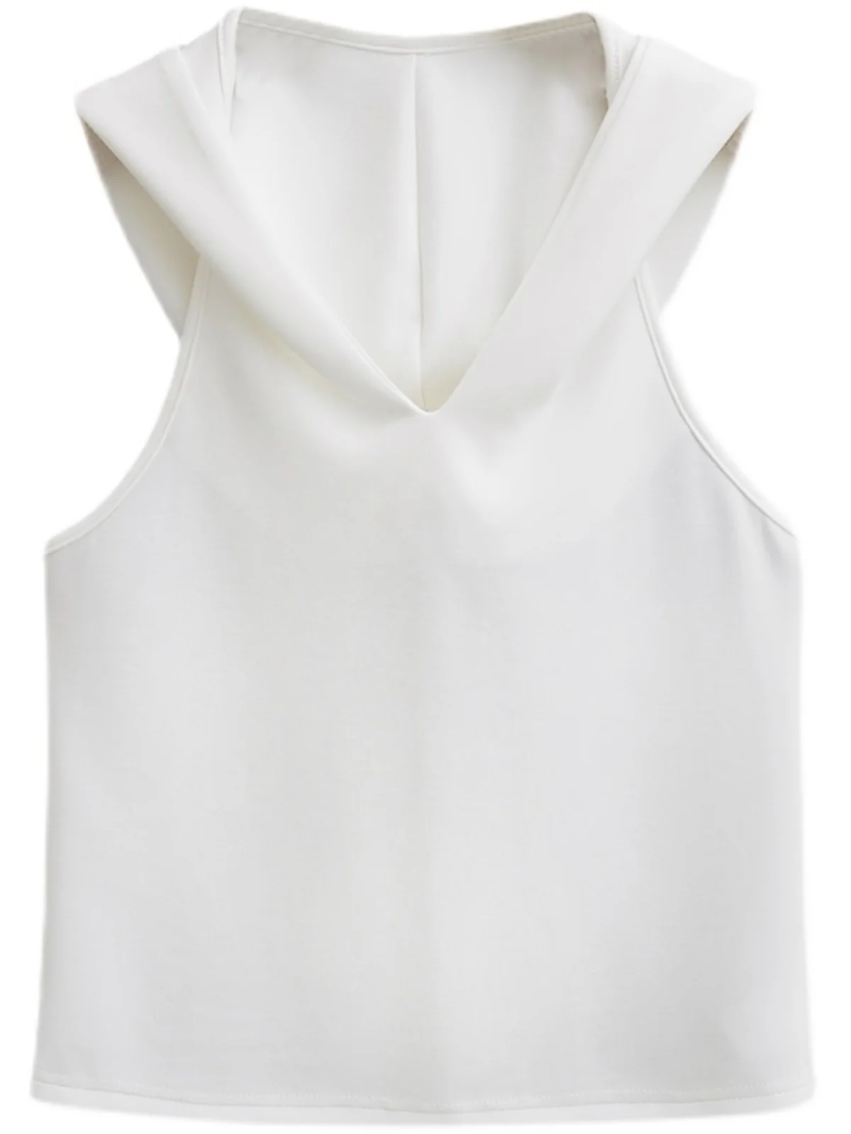 توب نسائي أمريكي الطراز بدون أكمام مع غطاء للرأس، تي شيرت أسود بأسلوب وستلاند، نحيف وبدون ظهر وخصر مرتفع